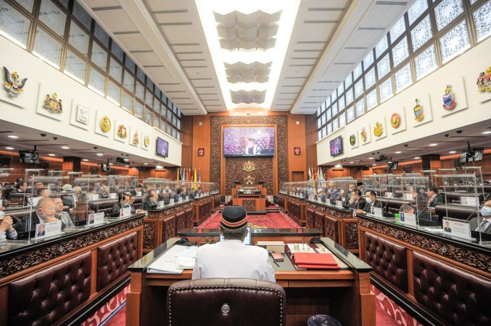 Tan Sri Dr Rais Yatim is sworn in as the president of Dewan Negara in this September 2, 2020 file photograph. — Picture by Shafwan Zaidon