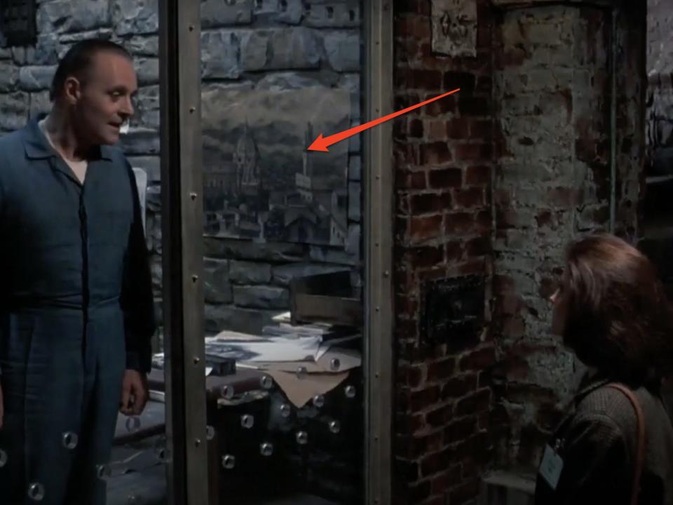 a drawing is pointed at in the cell of Hannibal in silence of the lambs