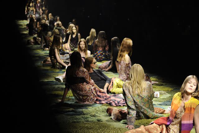 <p>Getty Images</p> The finale of Dries Van Noten's Spring Summer 2015 runway show at Paris Fashion Week.