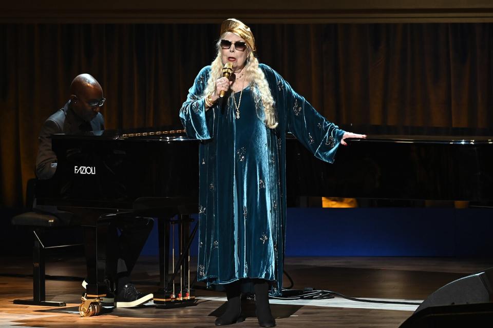 Joni Mitchell performs at the 2023 Library of Congress Gershwin Prize for American Song