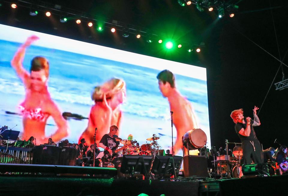 Danny Elfman performs on the Outdoor Theatre at the Coachella Valley Music and Arts Festival in Indio, Calif., April 16, 2022.