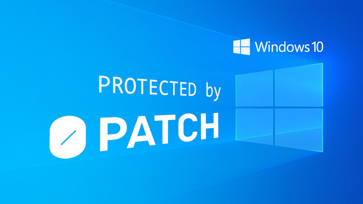  A promotional image by security software company 0patch, for its intended security update package for Microsoft Windows 10. 