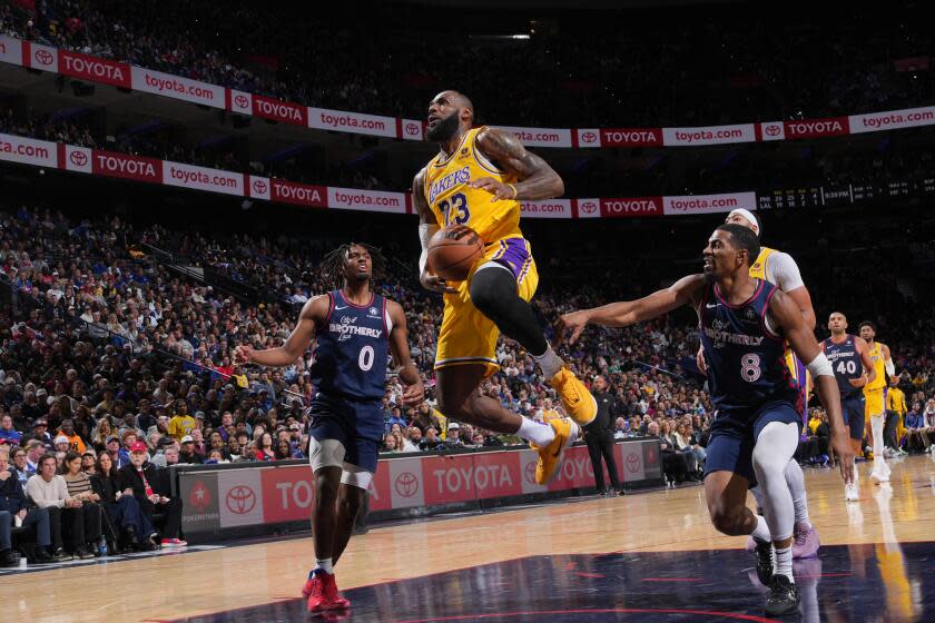 PHILADELPHIA, PA - NOVEMBER 27: LeBron James 23 of the Los Angeles Lakers.