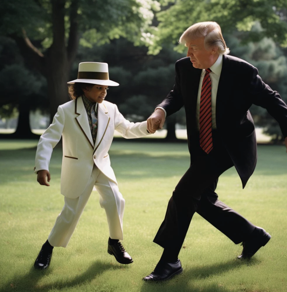 Trump holding a young Michael Jackson's hand