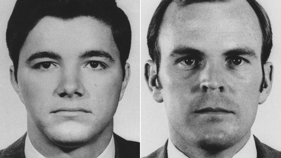 Special Agent Ronald A. Williams, left, and Special Agent Jack R. Coler were shot and killed at the Pine Ridge Reservation in South Dakota in 1975. - FBI/AP