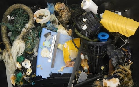 Some of the plastic picked up from The Great Pacific garbage patch during monitoring  - Credit: The Ocean Cleanup