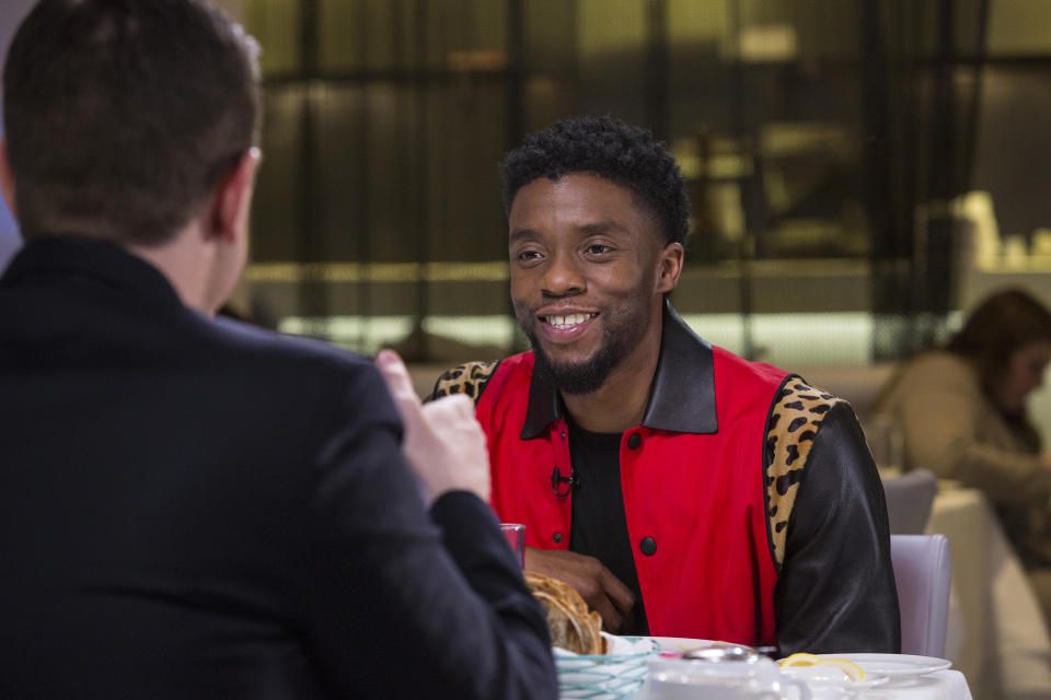 Chadwick Boseman filming his Sunday Sitdown in March 2018. (Mike Smith / TODAY)