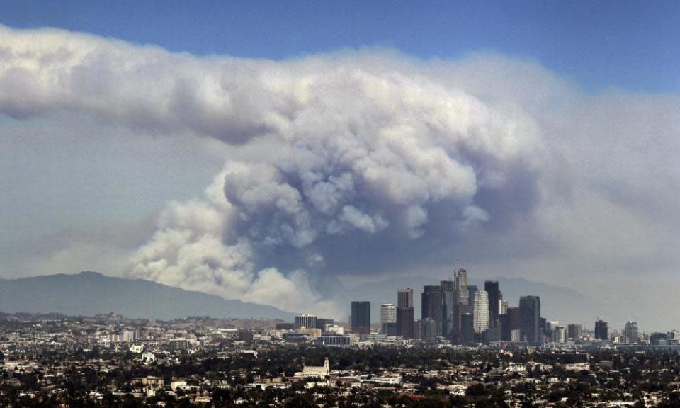 Wildfires behind Los Angeles in 2016. An increase in wildfires may have pumped more carbon monoxide into the atmosphere and altered the chemical balance.