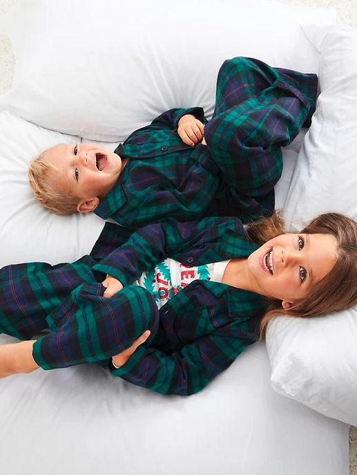 Old Navy "Blue/Green" Flannel Matching Family Pajamas