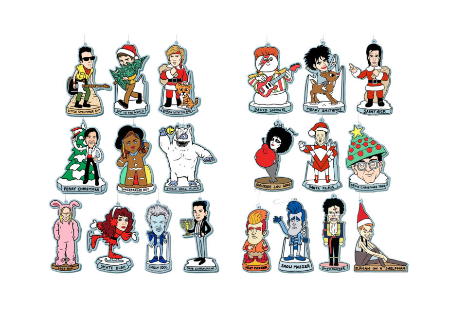 <p>Celebrate the holidays New Wave-style, with these 20 ornaments inspired by musicians — with a seasonal twist. Hang up David Snowie next to Saint Nick Cave, and you’ll be having a very Merry Smithmas. <strong>Buy <a rel="nofollow noopener" href="http://www.mlinehamart.com/product/10-ornament-set" target="_blank" data-ylk="slk:here;elm:context_link;itc:0;sec:content-canvas" class="link ">here</a> and <a rel="nofollow noopener" href="http://www.mlinehamart.com/product/10-new-wave-ornament-set-2017" target="_blank" data-ylk="slk:here;elm:context_link;itc:0;sec:content-canvas" class="link ">here</a></strong> </p>