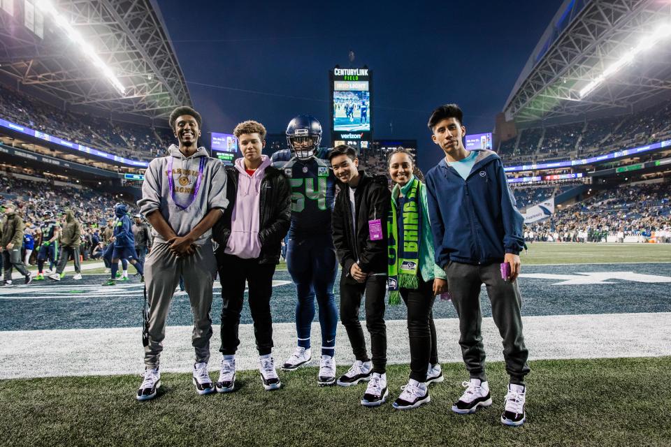 A group from the Rainier Scholars Community Center were picked to meet Bobby Wagner and get Jordan XI Concords last week. (Photo courtesy of Jordan Brand).