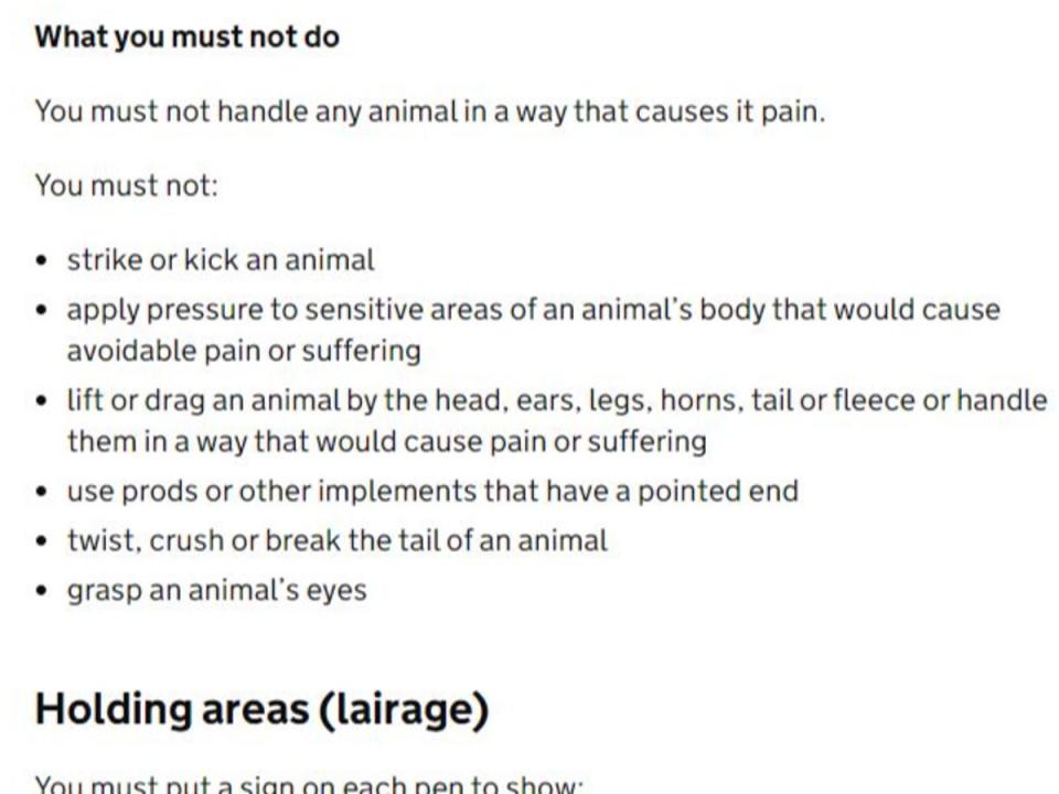 Government regulations on handling animals in slaughterhouses (Gov.uk)