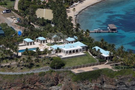 Facilities at Little St. James Island are seen in an aerial view near Charlotte Amalie