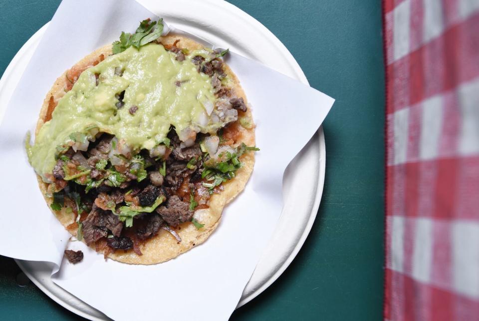 An overhead photo of a Tacos 1986 carne asada quesadilla. The chain expanded to Santa Monica this month.