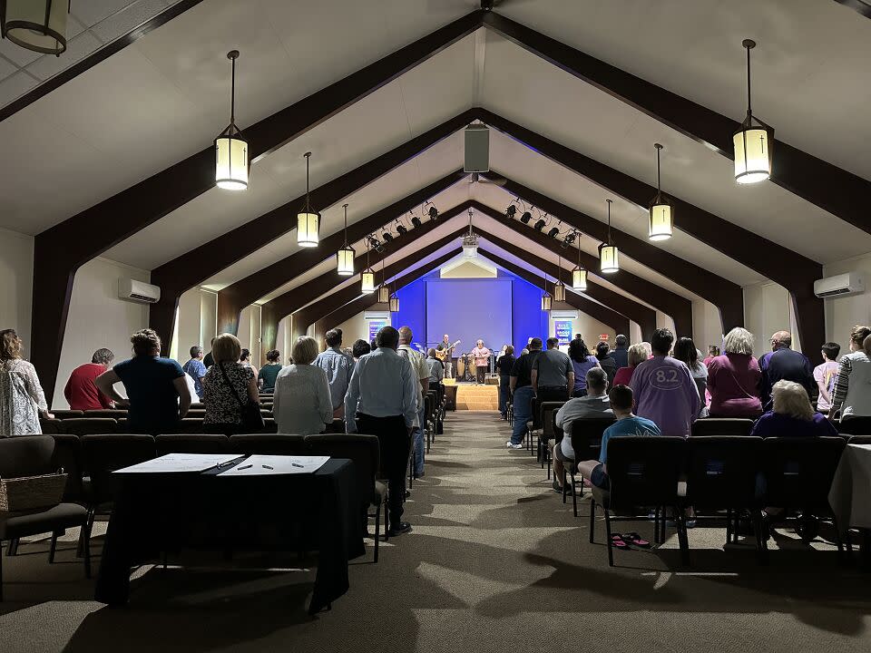 Inside Wednesday’s prayer service to remember those killed over the weekend in a deadly hit-and-run crash in Watertown Twp. Courtesy Photo: Catrina Kennedy.