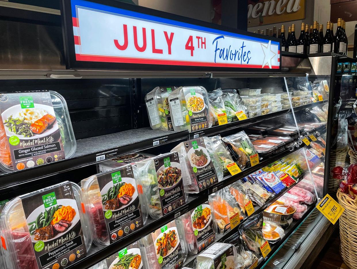 A variety of ready-made 4th of July meal kits at Fresh Market in Athens, Ga. on Thursday, June 29, 2023.