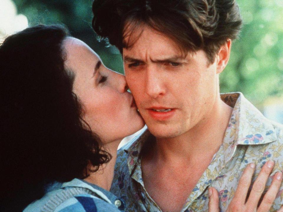 Andie McDowell and Hugh Grant in Four Weddings (Rex)