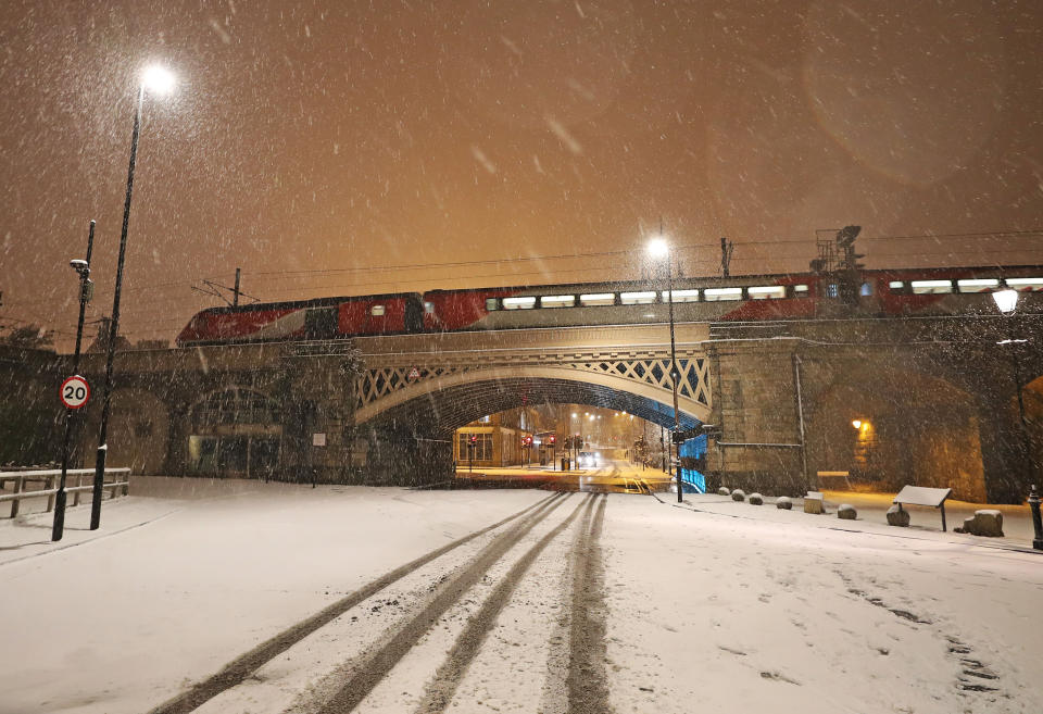 A Virgin train leaves Newcastle Train station