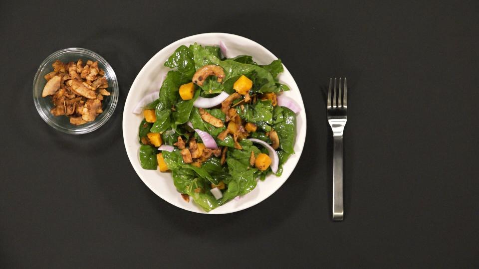 Wilted Spinach Salad with Coconut Bacon