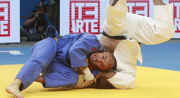 This judo match did not end in typical fashion. (Czarek Sokolowski/AP)