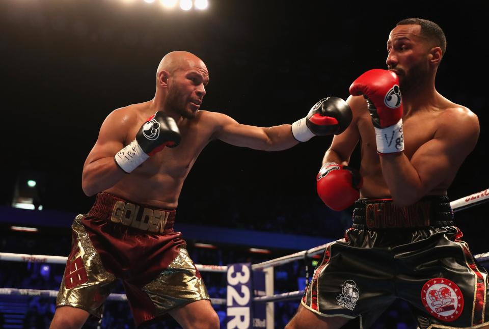 Caleb Truax, left, stunned Britain's James DeGale in bloody fashion: Getty