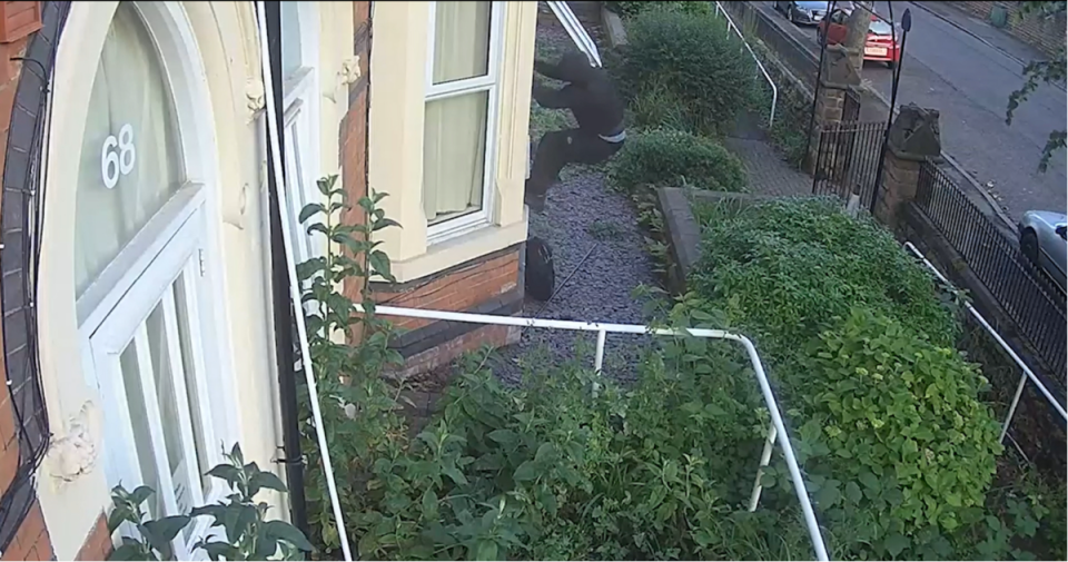 CCTV issued by Nottinghamshire Police of Valdo Calocane trying to gain entry through a window (PA)