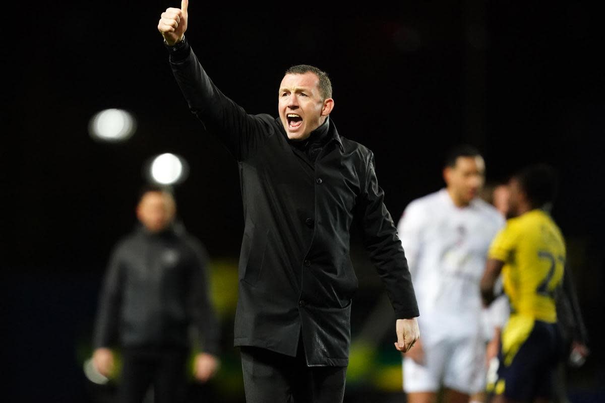 Barnsley boss Neill Collins celebrates after the win at Oxford United in January <i>(Image: David Davies/ PA Wire)</i>
