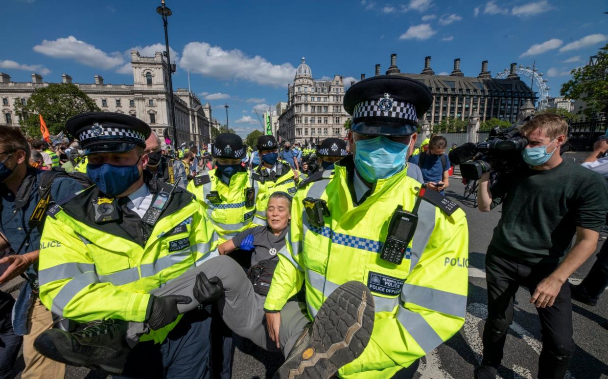 The Metropolitan Police said 90 people had been arrested for offences including assaulting an emergency worker, obstructing police and public order breaches - Geoff Pugh/The Telegraph