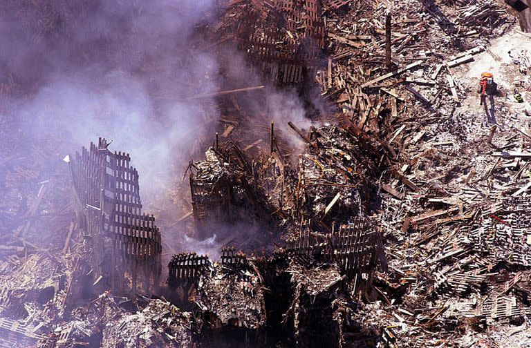 Vista a&#xe9;rea del sitio donde se derrumbaron las Torres Gemelas del World Trade Center