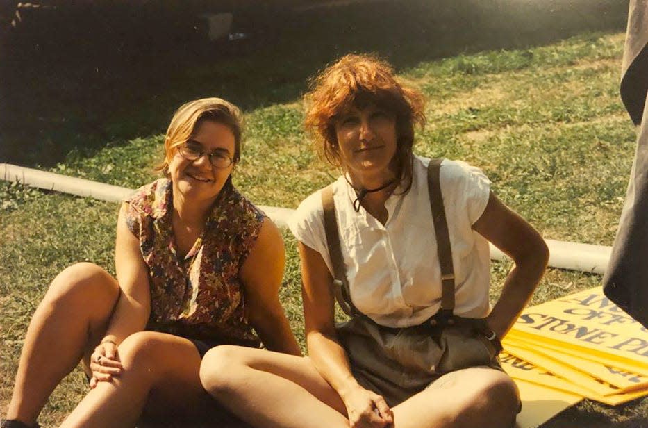 Nan Parati, left, and friend and co-worker Kelly Smith at the Newport Folk Festival in 1995.