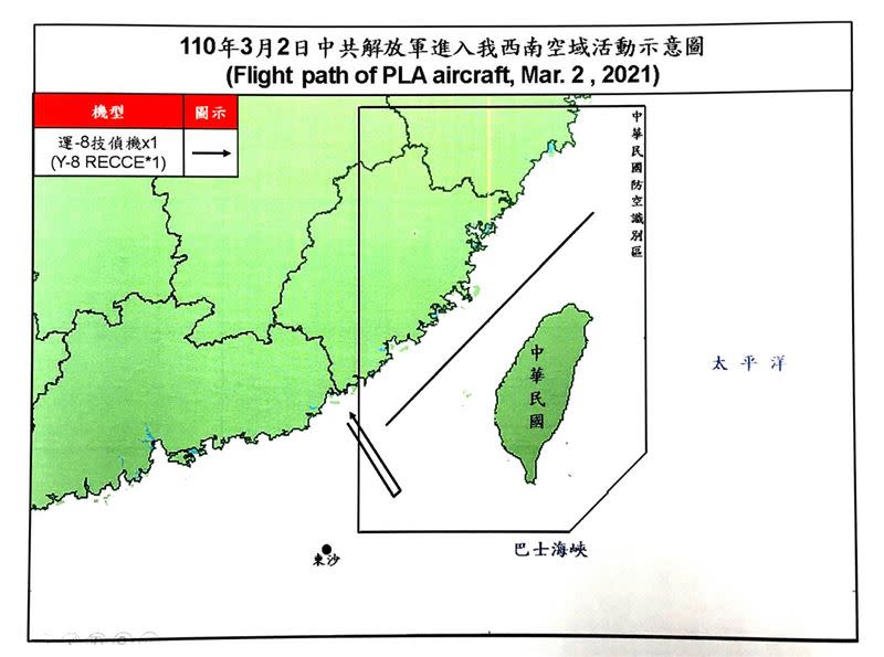 國防部稍早證實，一架中共運-8技偵機侵擾我國西南空域（圖／國防部提供）