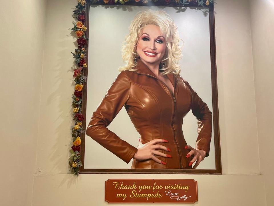 dolly parton photo on wall at dolly parton's stampede