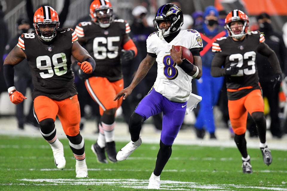 Lamar Jackson and the Browns powered the week's big ratings win. (Jason Miller/Getty Images)