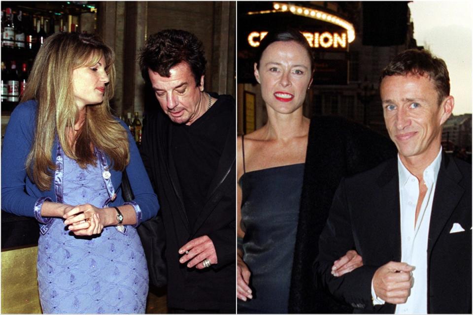 Jemima Khan (left) and fashion designer Jasper Conran (right) attend one of Graydon Carter’s legendary parties in 1999 (PA Images)