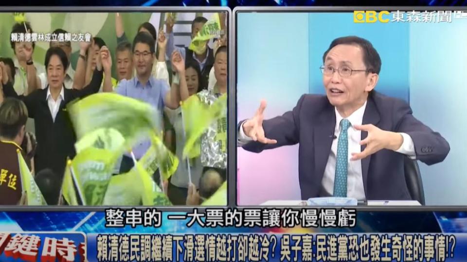 吳子嘉直言侯友宜、柯文哲達成藍白合，賴清德穩掛。（圖／翻攝自關鍵時靠YouTube）