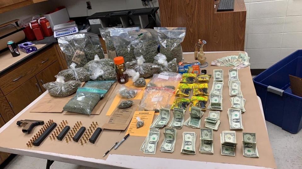 Richmond police said text messages mistakenly sent to an officer led to a local man's arrest and the seizure of more than 14 pounds of marijuana, drug paraphernalia, a gun and cash.