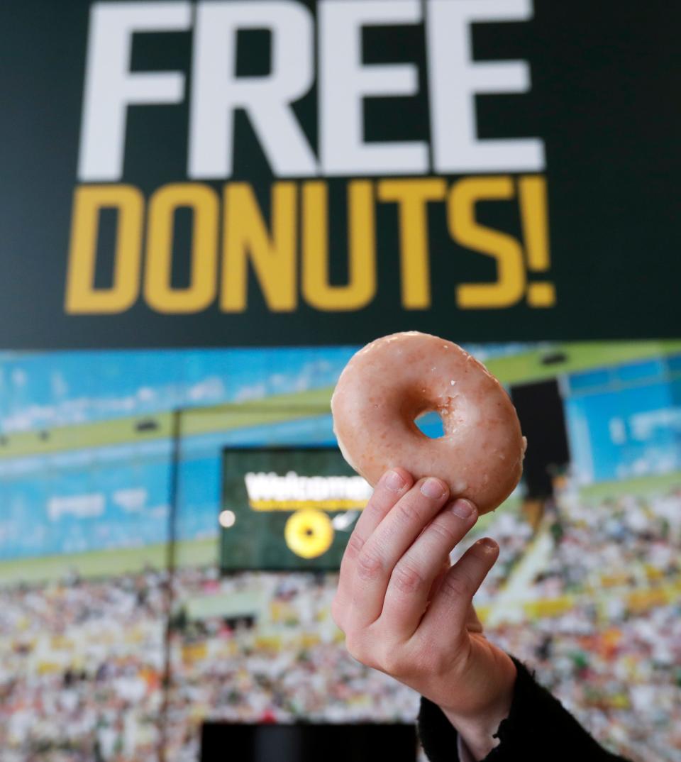A new donut vending machine inside the Lambeau Field Atrium offers fans signed up on the Packers Perks app a free Kwik Trip glazer on home game days while supplies last.