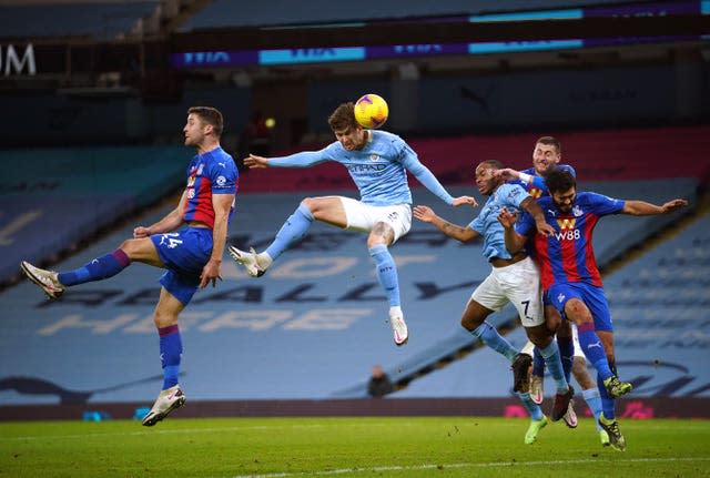 John Stones headed home his first Premier League goal for City 