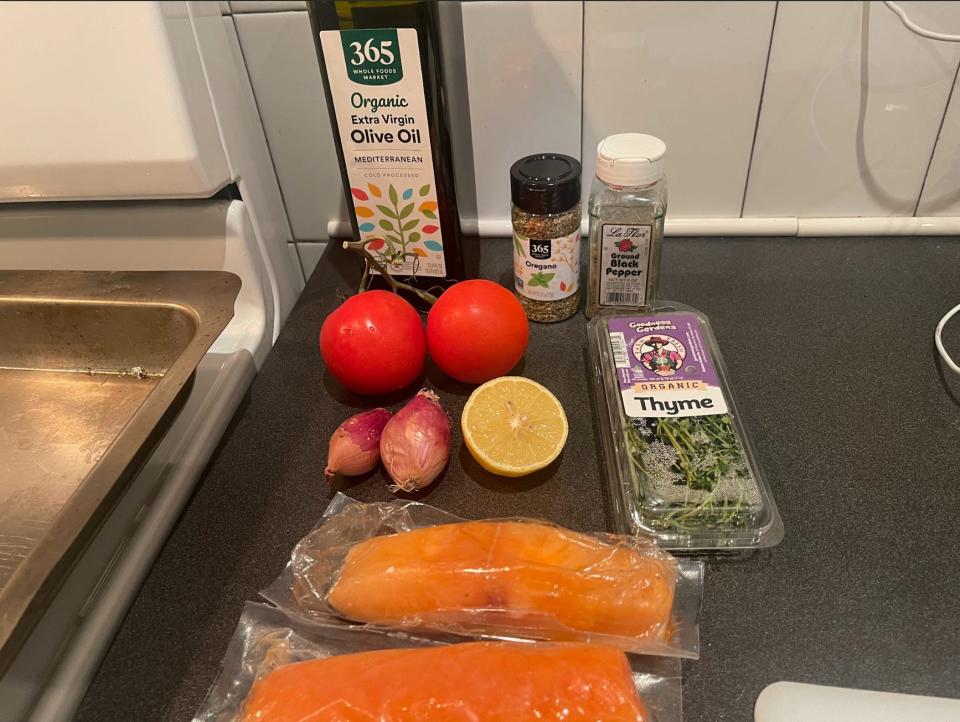 Ingredients for Giada De Laurentiis' baked-salmon recipe.