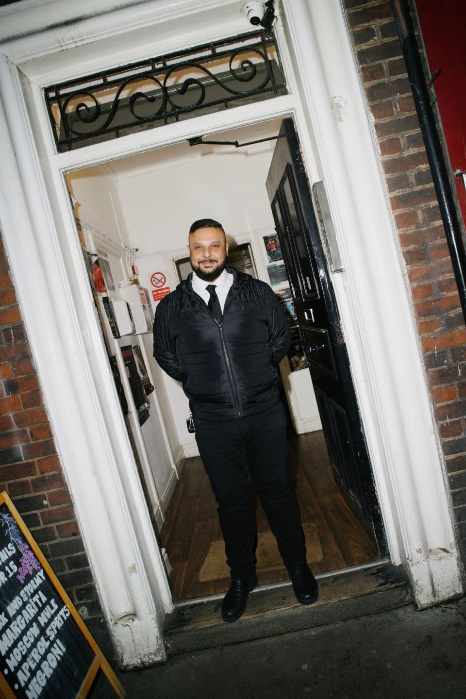 Nabil outside Trisha's in Soho (ES Magazine)