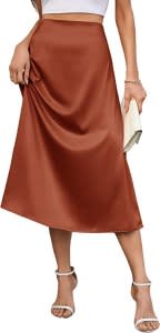 AISWI Women's Satin Midi Skirt