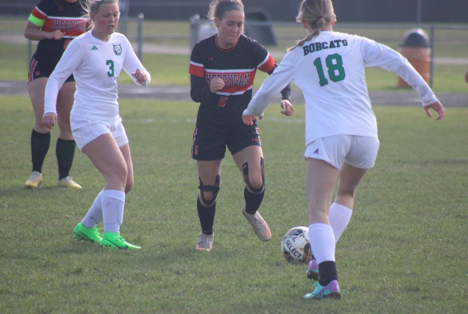 Cheboygan senior central defender Autumn Gingrich (middle) has been a solid leader as one of three team captains during her final season with the Chiefs.