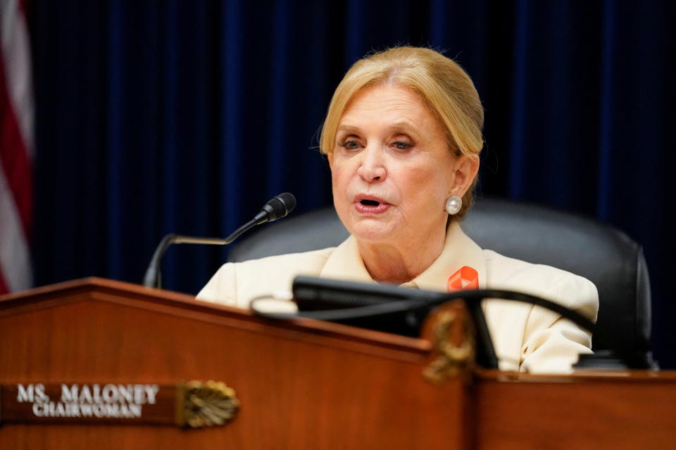 U.S. Representative Carolyn Maloney (D-NY) speaks during a House Committee on Oversight and Reform hearing on gun violence on Capitol Hill in Washington, U.S. June 8, 2022. Andrew Harnik/Pool via REUTERS