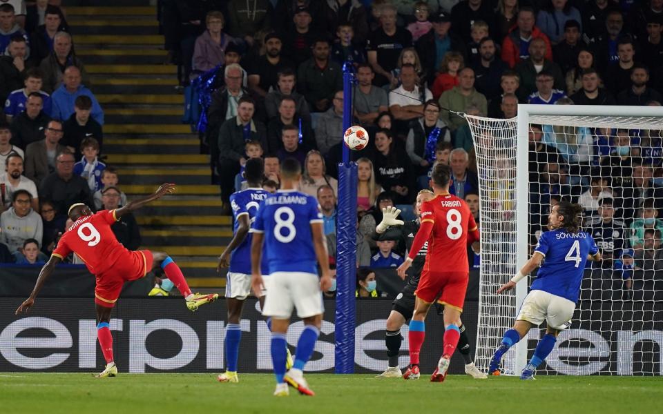 Victor Osimhen scores their side's first goal of the game during the UEFA Europa League, Group C match at the King Power Stadium, Leicester - Mike Egerton/PA Wire