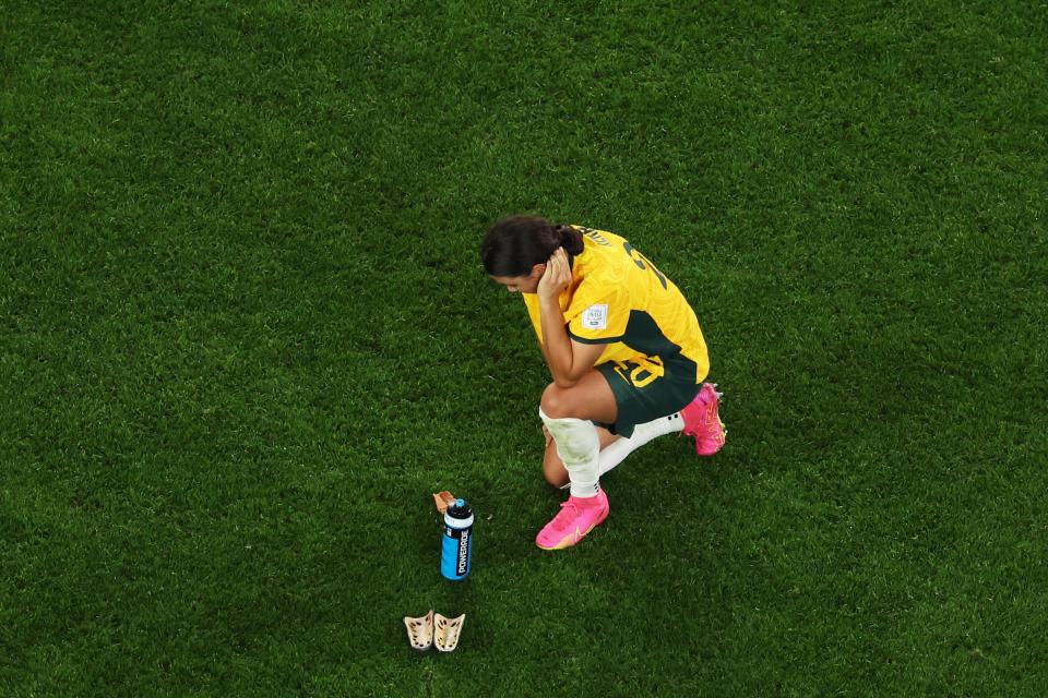 Sam Kerr cut an upset figure after the final whistle (Getty Images)