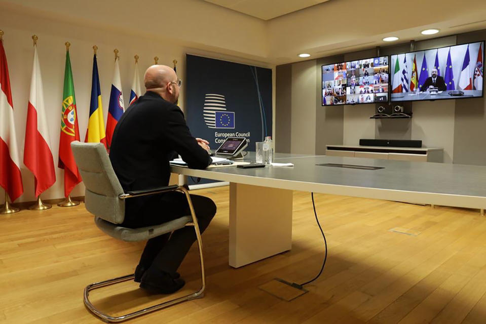 Reunión del Consejo Europeo (Charles Michel European Council Twitter Page via AP)