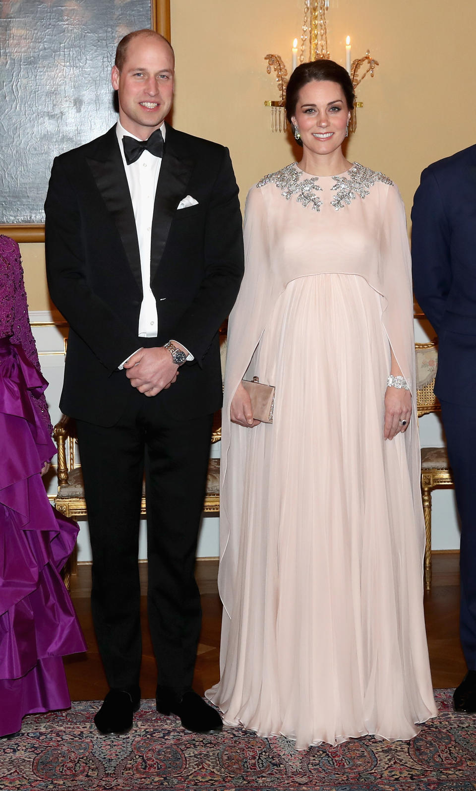 The couple attends a dinner at the Royal Palace during their visit to Sweden and Norway on Feb.1 in Oslo.