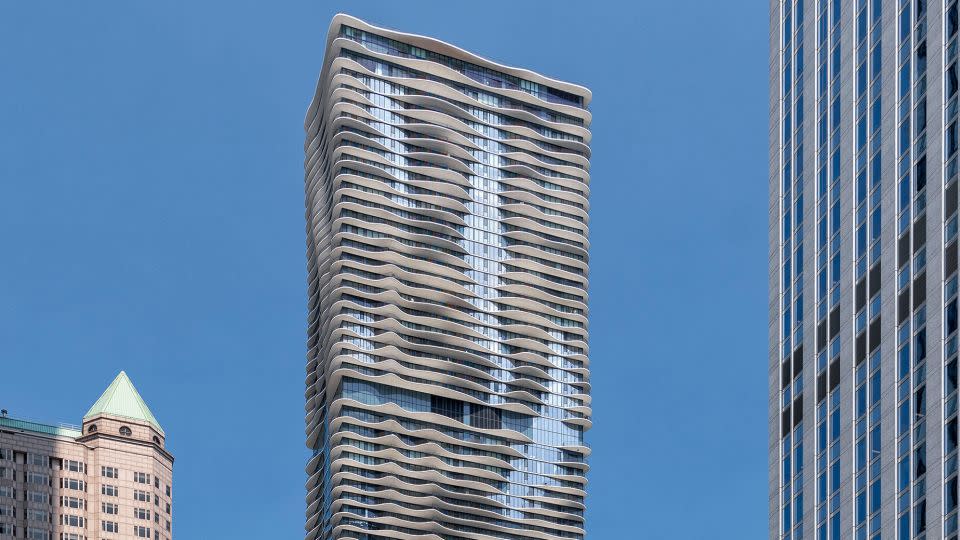 The facade of Chicago's Aqua Tower was, in part, designed to stop birds flying into the its windows. - Arcaid Images/Alamy Stock Photo