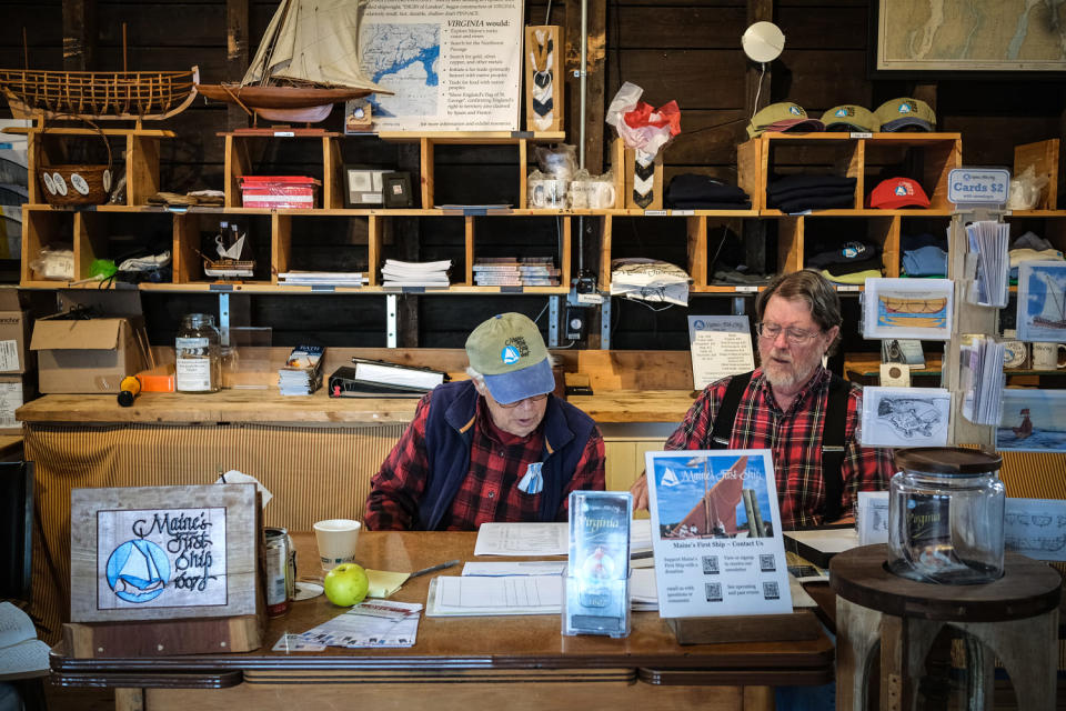 Volunteers with Maine's First Ship, which works to preserve the history of Popham Colony. (Alex Seitz-Wald / NBC News)