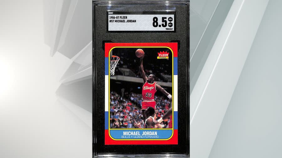 1986-87 Fleer Michael Jordan #57 Rookie Card Graded SGC 8.5 NM-MT+ – current bid: $3,750